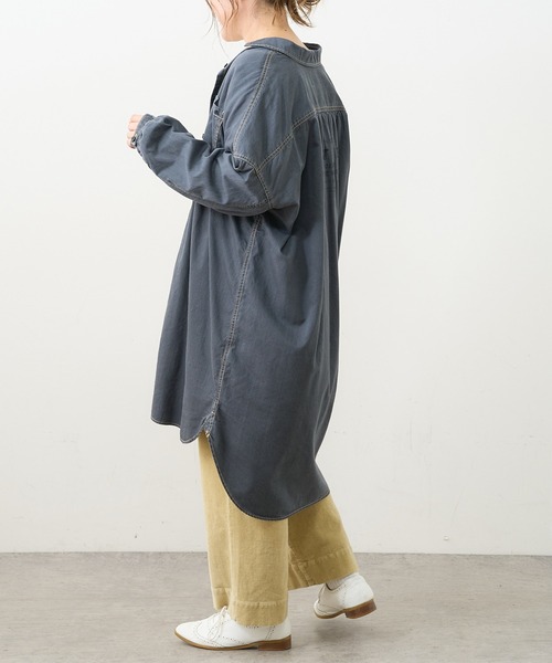 PUAL CE CIN（ピュアルセシン）の「デニム刺繍×プリントワンピース（ワンピース・レディース・グレー/インディゴブルー/ストライプ・FREE）」の20枚目の写真