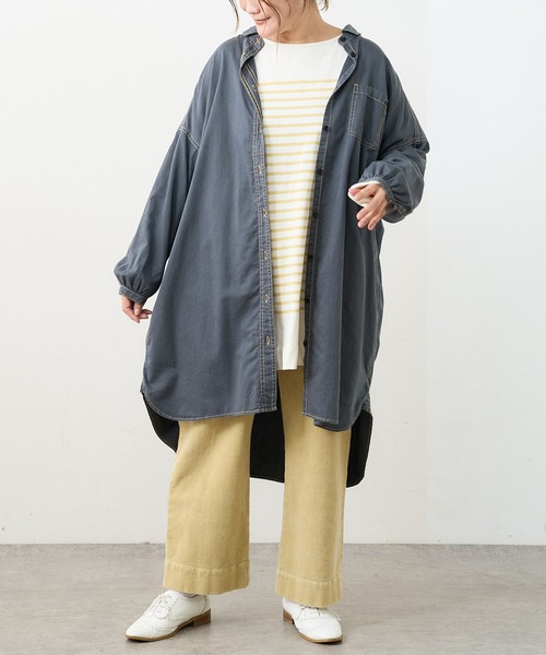 PUAL CE CIN（ピュアルセシン）の「デニム刺繍×プリントワンピース（ワンピース・レディース・グレー/インディゴブルー/ストライプ・FREE）」の22枚目の写真