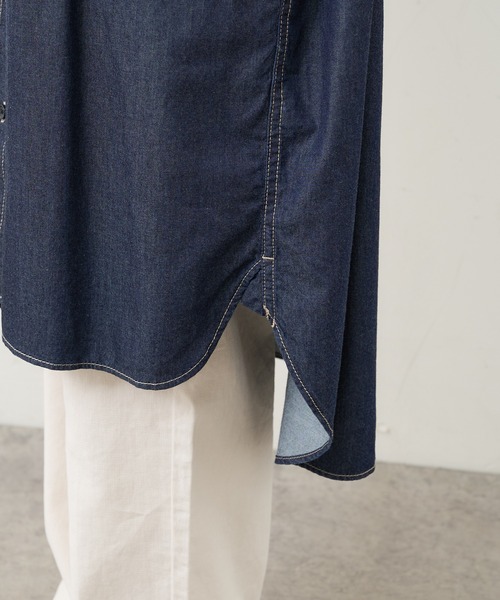 PUAL CE CIN（ピュアルセシン）の「デニム刺繍×プリントワンピース（ワンピース・レディース・グレー/インディゴブルー/ストライプ・FREE）」の18枚目の写真