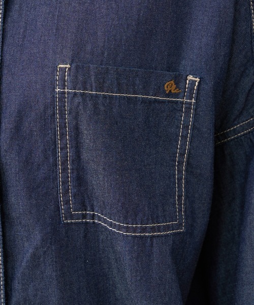 PUAL CE CIN（ピュアルセシン）の「デニム刺繍×プリントワンピース（ワンピース・レディース・グレー/インディゴブルー/ストライプ・FREE）」の9枚目の写真