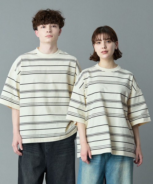 RUUBON（ルーボン）の「【RUUBON】rustic basic big Tee / ラスティック ベーシック ビッグ Tシャツ（Tシャツ/カットソー・メンズ・ホワイト/ブラック/グレー/グレー系/オフホワイト/チャコールグレー/グレイッシュブルー/グレイッシュベージュ/ホワイト×ブラック/ダークグリーン/ブラック×ホワイト/ライトブルー/ホワイト系1・S/M/L）」の5枚目の写真