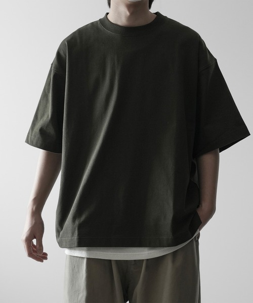 RUUBON（ルーボン）の「【RUUBON】rustic basic big Tee / ラスティック ベーシック ビッグ Tシャツ（Tシャツ/カットソー・メンズ・ホワイト/ブラック/グレー/グレー系/オフホワイト/チャコールグレー/グレイッシュブルー/グレイッシュベージュ/ホワイト×ブラック/ダークグリーン/ブラック×ホワイト/ライトブルー/ホワイト系1・S/M/L）」の11枚目の写真