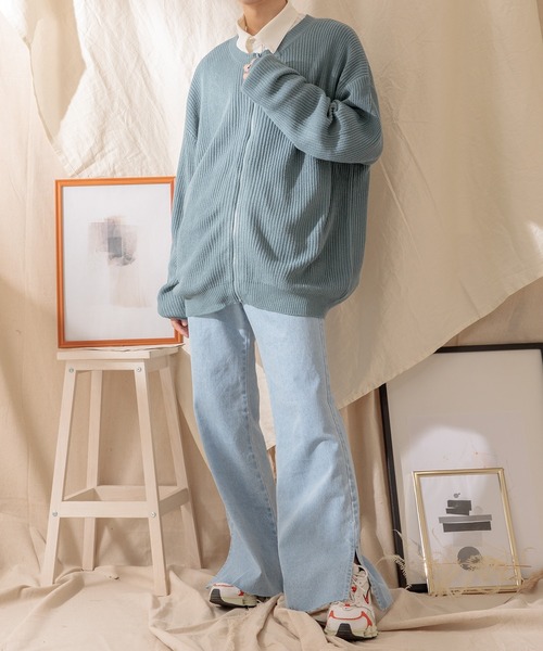 Adoon plain（アドーンプレーン）の「【Adoon plain】ジップカーディガン（カーディガン/ボレロ・メンズ・イエロー/グリーン/ダークブルー・MEDIUM/LARGE）」の14枚目の写真