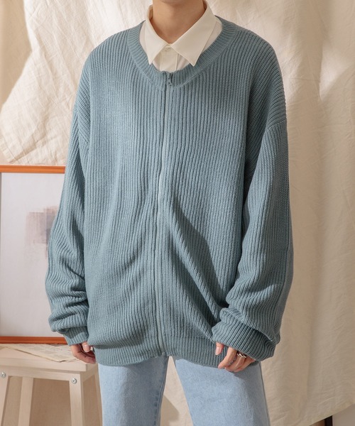 Adoon plain（アドーンプレーン）の「【Adoon plain】ジップカーディガン（カーディガン/ボレロ・メンズ・イエロー/グリーン/ダークブルー・MEDIUM/LARGE）」の8枚目の写真