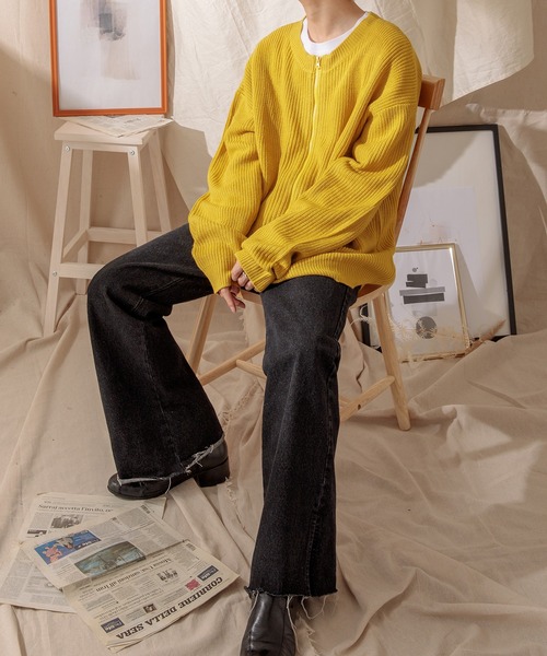 Adoon plain（アドーンプレーン）の「【Adoon plain】ジップカーディガン（カーディガン/ボレロ・メンズ・イエロー/グリーン/ダークブルー・MEDIUM/LARGE）」の15枚目の写真