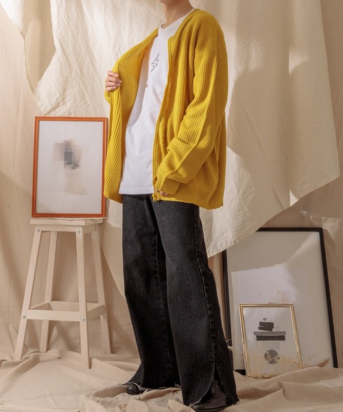 Adoon plain（アドーンプレーン）の「【Adoon plain】ジップカーディガン（カーディガン/ボレロ・メンズ・イエロー/グリーン/ダークブルー・MEDIUM/LARGE）」の9枚目の写真