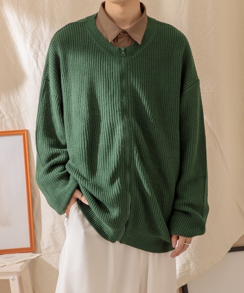 Adoon plain（アドーンプレーン）の「【Adoon plain】ジップカーディガン（カーディガン/ボレロ・メンズ・イエロー/グリーン/ダークブルー・MEDIUM/LARGE）」の5枚目の写真