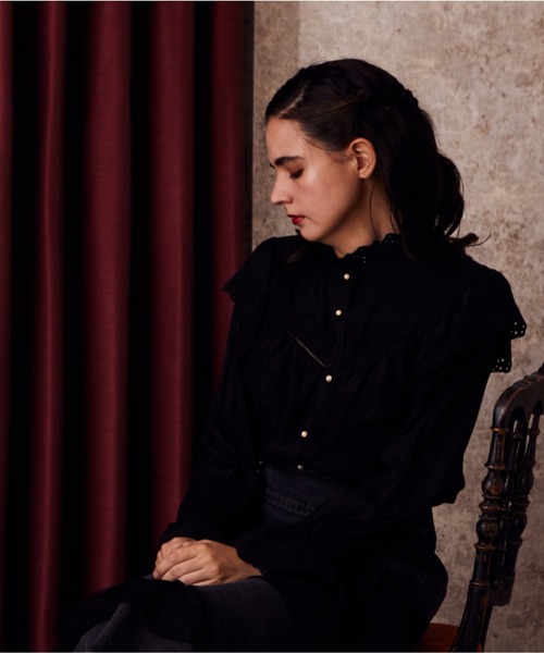 axes femme（アクシーズファム）の「コットンレースブラウス（シャツ/ブラウス・レディース・ブラック/ホワイト・MEDIUM）」の15枚目の写真