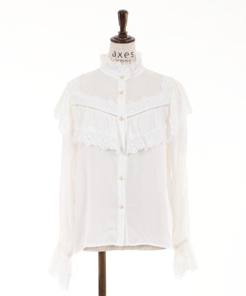 axes femme（アクシーズファム）の「コットンレースブラウス（シャツ/ブラウス・レディース・ブラック/ホワイト・MEDIUM）」の16枚目の写真