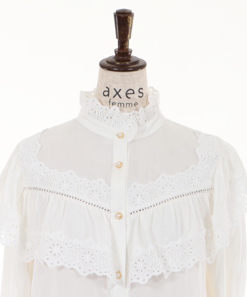 axes femme（アクシーズファム）の「コットンレースブラウス（シャツ/ブラウス・レディース・ブラック/ホワイト・MEDIUM）」の19枚目の写真