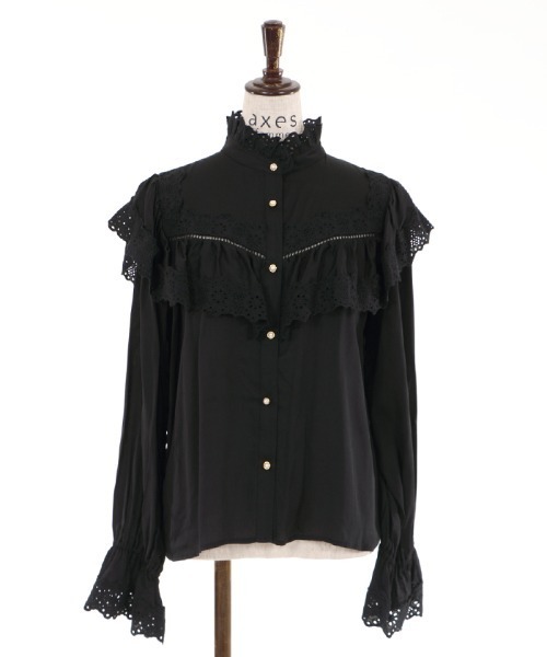 axes femme（アクシーズファム）の「コットンレースブラウス（シャツ/ブラウス・レディース・ブラック/ホワイト・MEDIUM）」の14枚目の写真
