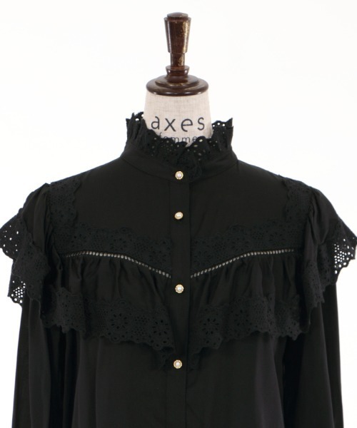 axes femme（アクシーズファム）の「コットンレースブラウス（シャツ/ブラウス・レディース・ブラック/ホワイト・MEDIUM）」の11枚目の写真