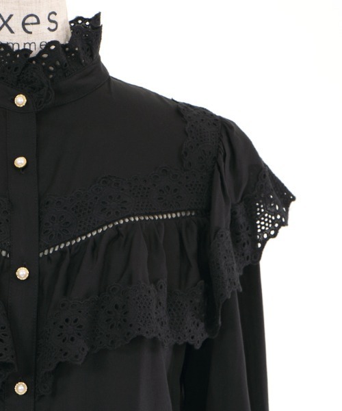 axes femme（アクシーズファム）の「コットンレースブラウス（シャツ/ブラウス・レディース・ブラック/ホワイト・MEDIUM）」の7枚目の写真