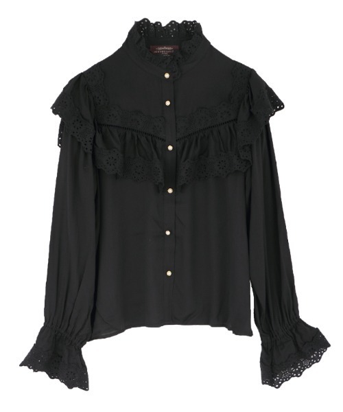 axes femme（アクシーズファム）の「コットンレースブラウス（シャツ/ブラウス・レディース・ブラック/ホワイト・MEDIUM）」の3枚目の写真