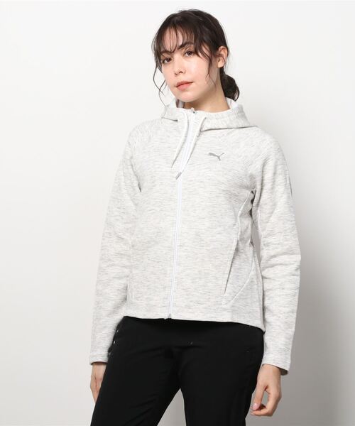 PUMA（プーマ）の「プーマ PUMA EVOSTRIPE フーデッドジャケット_dryCELL機能付（その他アウター・レディース・ワイン/ブラック/アイボリー/アーミー/ホワイト/グレー・XL/L/M/S/LL）」の2枚目の写真