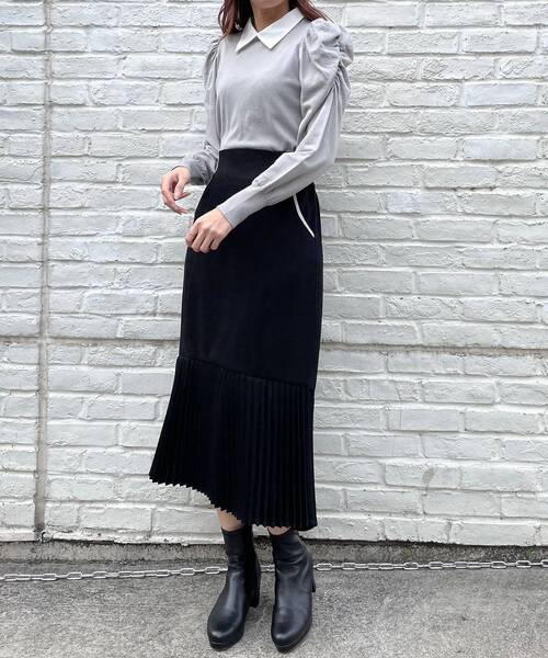 MAJESTIC LEGON（マジェスティックレゴン）の「襟付き2way長袖ニット（ニット/セーター・レディース・ブラウン/グレー/アイボリー/ブラック・MEDIUM/SMALL）」の5枚目の写真