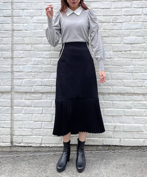 MAJESTIC LEGON（マジェスティックレゴン）の「襟付き2way長袖ニット（ニット/セーター・レディース・ブラウン/グレー/アイボリー/ブラック・MEDIUM/SMALL）」の6枚目の写真