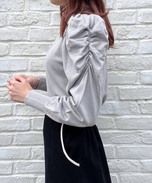 MAJESTIC LEGON（マジェスティックレゴン）の「襟付き2way長袖ニット（ニット/セーター・レディース・ブラウン/グレー/アイボリー/ブラック・MEDIUM/SMALL）」の10枚目の写真