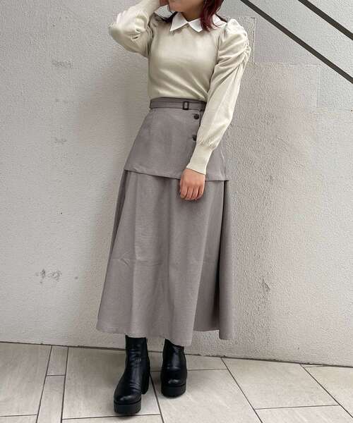 MAJESTIC LEGON（マジェスティックレゴン）の「襟付き2way長袖ニット（ニット/セーター・レディース・ブラウン/グレー/アイボリー/ブラック・MEDIUM/SMALL）」の12枚目の写真