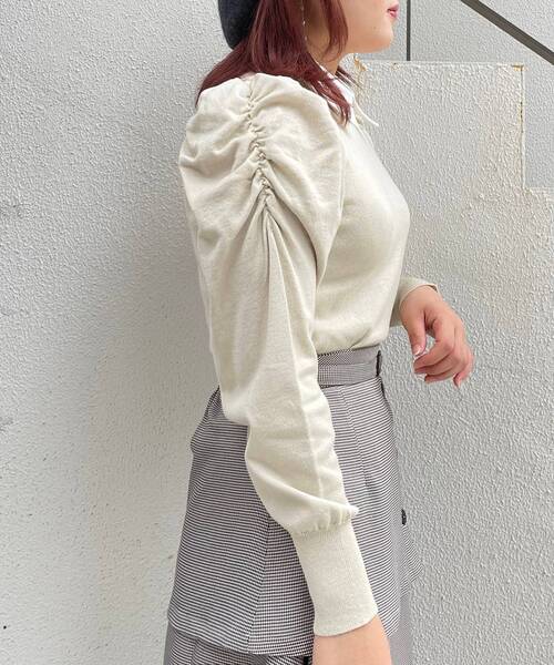 MAJESTIC LEGON（マジェスティックレゴン）の「襟付き2way長袖ニット（ニット/セーター・レディース・ブラウン/グレー/アイボリー/ブラック・MEDIUM/SMALL）」の15枚目の写真