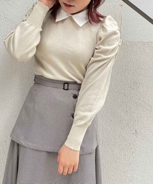 MAJESTIC LEGON（マジェスティックレゴン）の「襟付き2way長袖ニット（ニット/セーター・レディース・ブラウン/グレー/アイボリー/ブラック・MEDIUM/SMALL）」の17枚目の写真