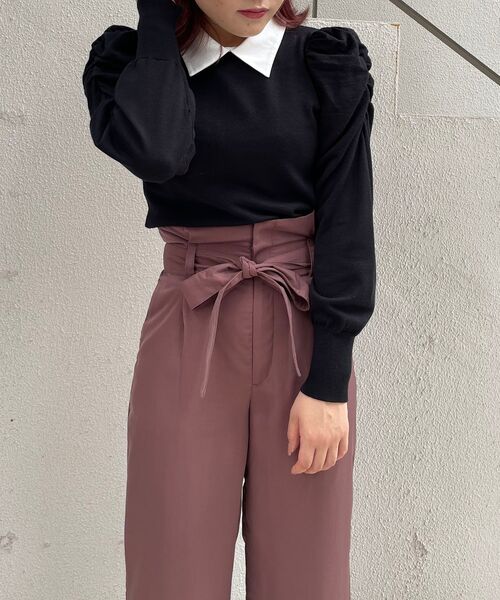 MAJESTIC LEGON（マジェスティックレゴン）の「襟付き2way長袖ニット（ニット/セーター・レディース・ブラウン/グレー/アイボリー/ブラック・MEDIUM/SMALL）」の18枚目の写真