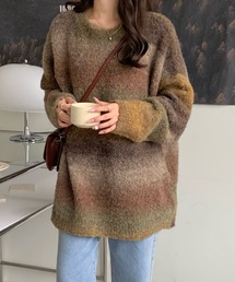 グラデーションカラーニットプルオーバー