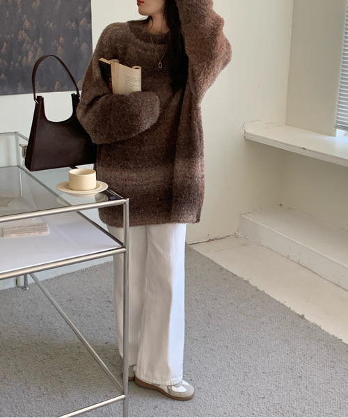 emi+（エミプラス）の「グラデーションカラーニットプルオーバー（ニット/セーター・レディース・パープル/グレー/ブルー/ブラウン/ブルーグレー/カーキ/キャメル/ライトカーキ・FREE）」の15枚目の写真