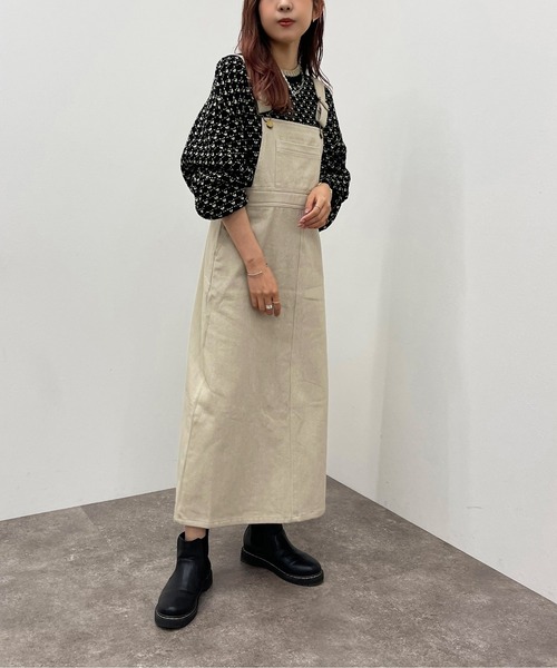 apres jour mignon(アプレジュールミニョン)の「ジャンスカ【ZOZOTOWN限定アイテム】(ワンピース・レディース・ライトベージュ/ブラック・X-LARGE/フリー)」の1枚目の写真