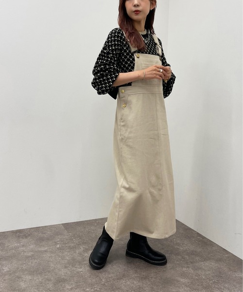 apres jour mignon(アプレジュールミニョン)の「ジャンスカ【ZOZOTOWN限定アイテム】(ワンピース・レディース・ライトベージュ/ブラック・X-LARGE/フリー)」の19枚目の写真