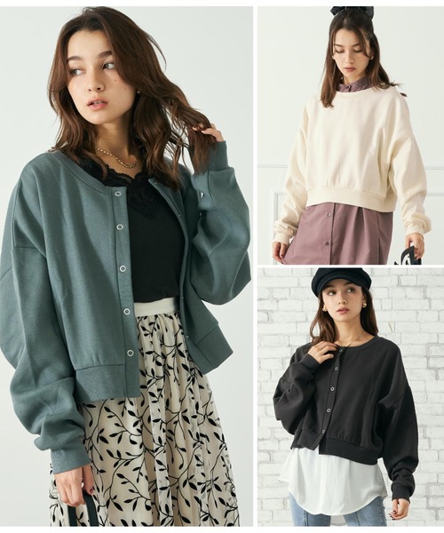 CHILLE（チル）の「裏毛2WAYクロップドトップスカットソー（スウェット・レディース・ブルー/アイボリー/スミクロ・FREE）」の7枚目の写真