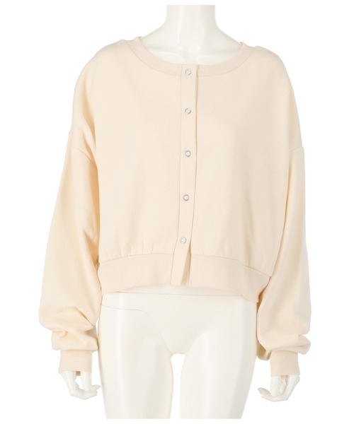 CHILLE（チル）の「裏毛2WAYクロップドトップスカットソー（スウェット・レディース・ブルー/アイボリー/スミクロ・FREE）」の14枚目の写真