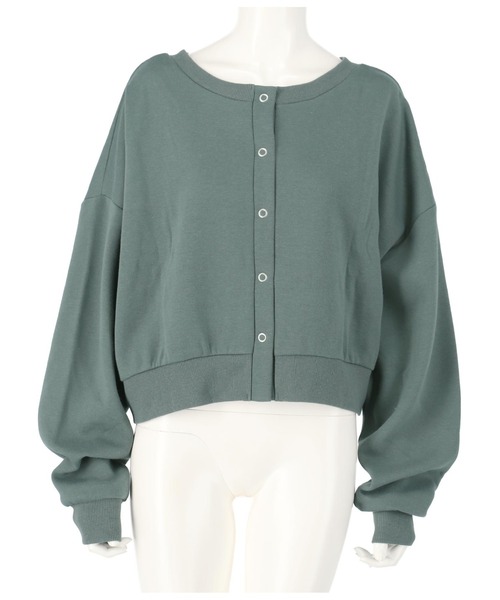 CHILLE（チル）の「裏毛2WAYクロップドトップスカットソー（スウェット・レディース・ブルー/アイボリー/スミクロ・FREE）」の16枚目の写真