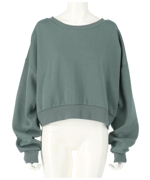 CHILLE（チル）の「裏毛2WAYクロップドトップスカットソー（スウェット・レディース・ブルー/アイボリー/スミクロ・FREE）」の17枚目の写真