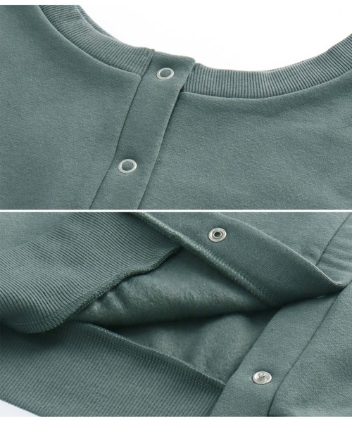 CHILLE（チル）の「裏毛2WAYクロップドトップスカットソー（スウェット・レディース・ブルー/アイボリー/スミクロ・FREE）」の18枚目の写真