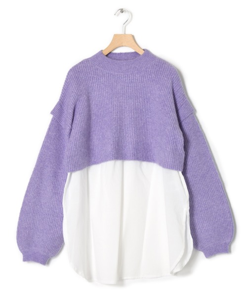 w closet（ダブルクローゼット）の「7G片畦ニットハイネックプルオーバー+スリットブラウスSET（ニット/セーター・レディース・パープル/グレー/グリーン/キナリ・FREE）」の22枚目の写真