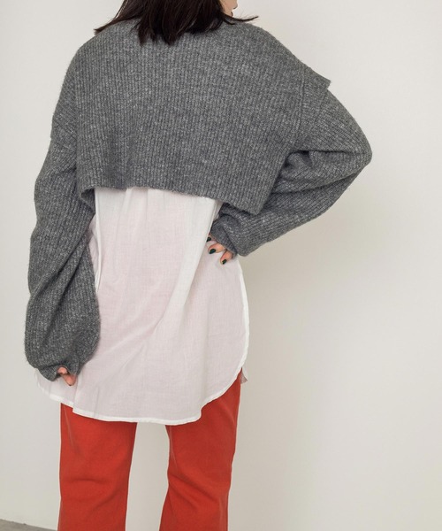 w closet（ダブルクローゼット）の「7G片畦ニットハイネックプルオーバー+スリットブラウスSET（ニット/セーター・レディース・パープル/グレー/グリーン/キナリ・FREE）」の7枚目の写真