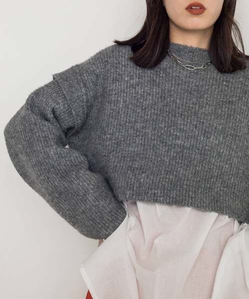 w closet（ダブルクローゼット）の「7G片畦ニットハイネックプルオーバー+スリットブラウスSET（ニット/セーター・レディース・パープル/グレー/グリーン/キナリ・FREE）」の10枚目の写真