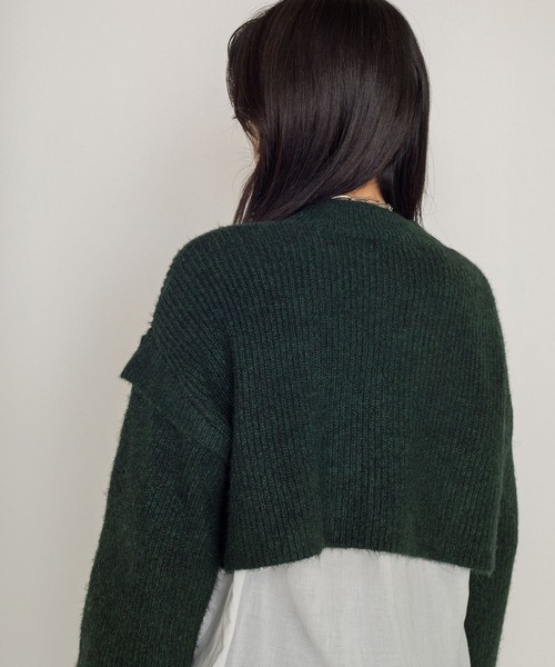 w closet（ダブルクローゼット）の「7G片畦ニットハイネックプルオーバー+スリットブラウスSET（ニット/セーター・レディース・パープル/グレー/グリーン/キナリ・FREE）」の14枚目の写真