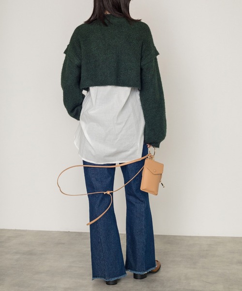 w closet（ダブルクローゼット）の「7G片畦ニットハイネックプルオーバー+スリットブラウスSET（ニット/セーター・レディース・パープル/グレー/グリーン/キナリ・FREE）」の15枚目の写真