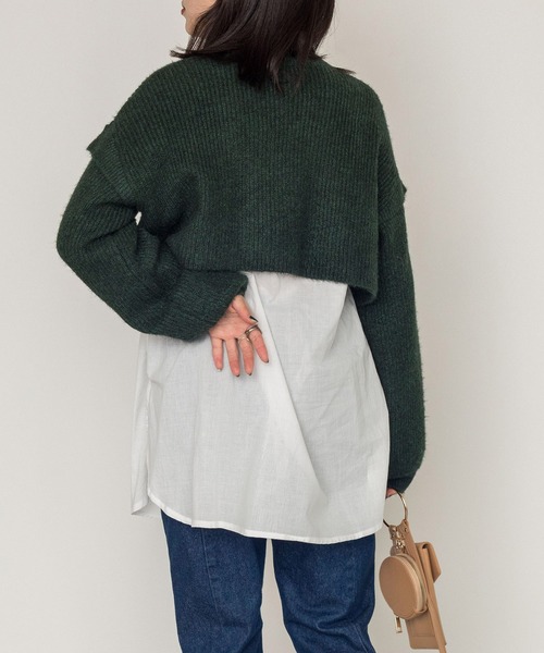 w closet（ダブルクローゼット）の「7G片畦ニットハイネックプルオーバー+スリットブラウスSET（ニット/セーター・レディース・パープル/グレー/グリーン/キナリ・FREE）」の19枚目の写真