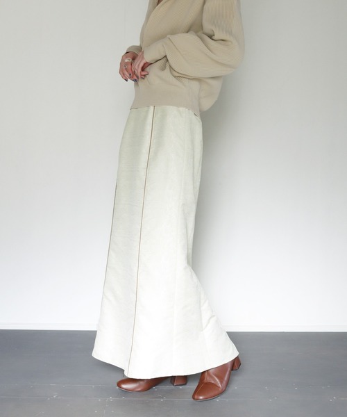 CLEIO(クレイオ)の「【CLEIO】ジャガードパイピングスカート/JACQUARD PIPING SKIRT/943-16623(スカート・レディース・ベージュ/ワインレッド・S/M)」の3枚目の写真