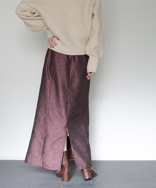 CLEIO(クレイオ)の「【CLEIO】ジャガードパイピングスカート/JACQUARD PIPING SKIRT/943-16623(スカート・レディース・ベージュ/ワインレッド・S/M)」の10枚目の写真