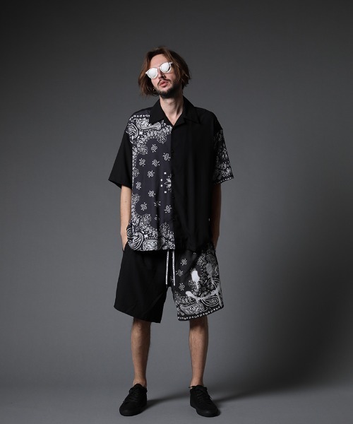 STUD MUFFIN(スタッドマフィン)の「mp9545-バンダナ柄-無地TRサテン バミューダパンツ(その他パンツ・メンズ・ライトグレー/ブラック・2/3)」の7枚目の写真