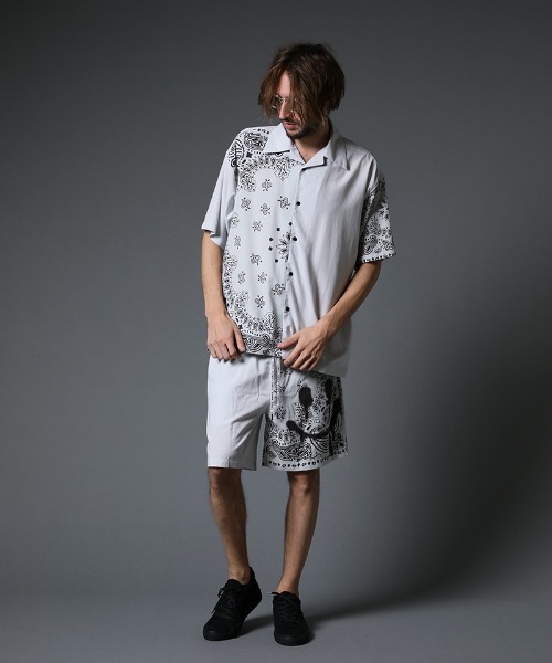 STUD MUFFIN(スタッドマフィン)の「mp9545-バンダナ柄-無地TRサテン バミューダパンツ(その他パンツ・メンズ・ライトグレー/ブラック・2/3)」の13枚目の写真