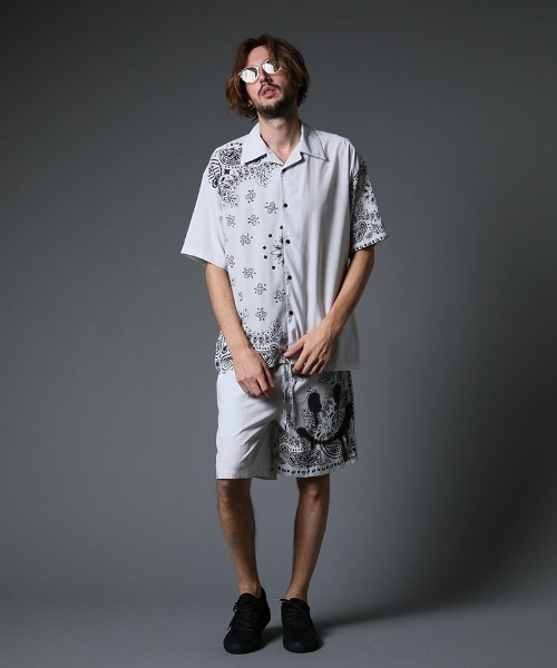 STUD MUFFIN(スタッドマフィン)の「mp9545-バンダナ柄-無地TRサテン バミューダパンツ(その他パンツ・メンズ・ライトグレー/ブラック・2/3)」の14枚目の写真