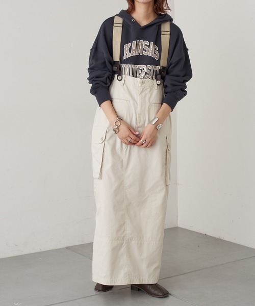 CIAOPANIC TYPY(チャオパニックティピー)の「リメイク風ミリタリースカート(スカート・レディース・チャコールグレー/カーキ/アイボリー・SMALL/MEDIUM)」の4枚目の写真