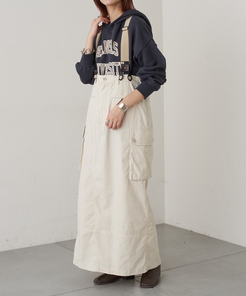 CIAOPANIC TYPY(チャオパニックティピー)の「リメイク風ミリタリースカート(スカート・レディース・チャコールグレー/カーキ/アイボリー・SMALL/MEDIUM)」の5枚目の写真