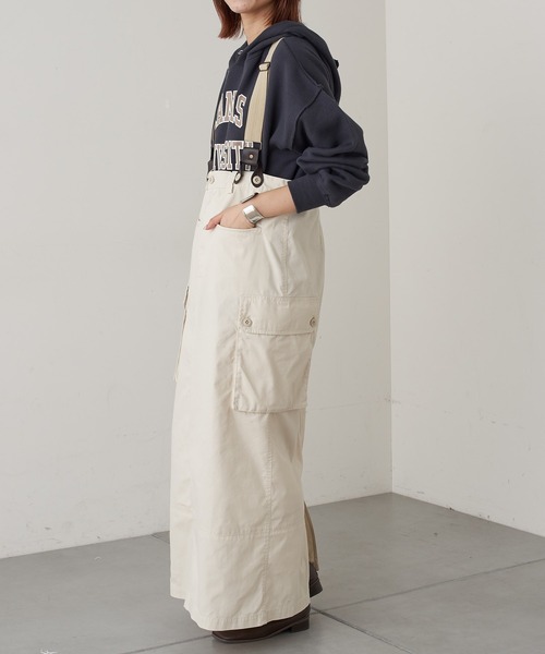 CIAOPANIC TYPY(チャオパニックティピー)の「リメイク風ミリタリースカート(スカート・レディース・チャコールグレー/カーキ/アイボリー・SMALL/MEDIUM)」の6枚目の写真