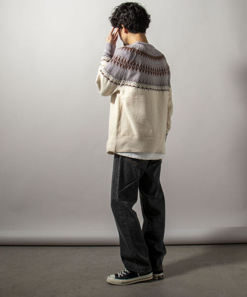 GLOSTER（グロスター）の「【GLOSTER/グロスター】ノルディックニット 求心柄モールニット プルオーバー（ニット/セーター・メンズ・ホワイト系その他/ブラウン系その他/イエロー系その他・MEDIUM/LARGE）」の8枚目の写真